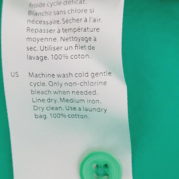 COS Shirt Womens 14 Green Button Down Long Sleeve 100% Cotton Pocket Collared - Picture 7 of 10